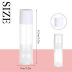 100 Sets Empty Lip Balm Tubes Bulk Round with White Caps for DIY Lipstick homemade, 3/16 Oz (5.5 ml), Clear, BPA Free, 100 Tubes and 100 Caps