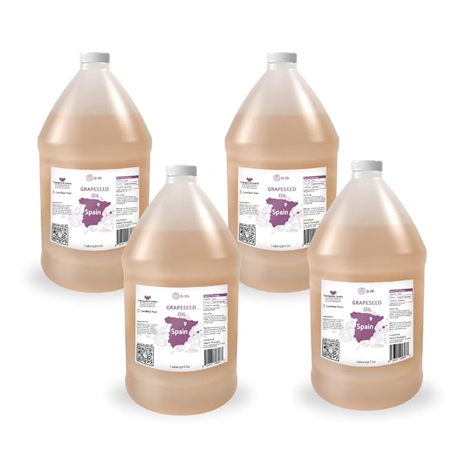 Grapeseed Oil - Pure Grapeseed oil for Skin - 100% Pure Carrier Oil for Hair, Face, and Skin - Direct from EIR Oils in the Beautiful Spanish Countryside (4 Gallons)