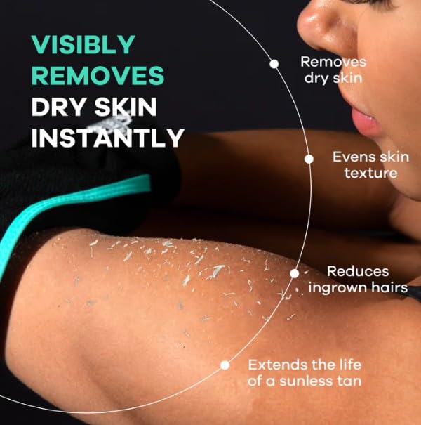 Dermasuri - Deep Exfoliating Glove - Polishing Mitt Body Scrubber - Korean Skin Cleaner Exfoliator - Dead Skin Buffing Treatment - Gifts for Women & Men - Keratosis Pilaris Scrub Remover - (2 Pack)