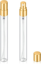 20Pcs 10ml Empty Clear Glass Mist Spray Bottle Refillable Mini Perfume Atomizer Travel Sample Bottle with Golden Aluminized Nozzle Makeup Container for Perfume (10ml Gold Caps)