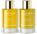 Aromatherapy Associates Perfect Partners Gift Set. 2 Premium Bath and Shower Oils (0.3 fl oz each) in Decorative Gift Box. Includes Deep Relax and Revive Morning Blends