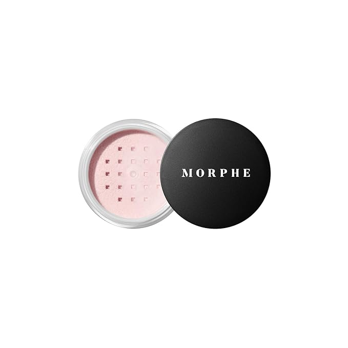 Morphe Mini Bake & Set Setting Powder - Lightweight, Talc-Free Finishing Powder for Face Makeup with a Soft, Natural Finish - Minimizes Shine for Up to 24HR - Brightening Pink (0.09 oz)