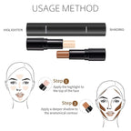 2 Colors Cream Contour Sticks Makeup Kit, Primer Face Highlighter Contouring for Beginners, Highlight and Contour Kit, Cream Concealer Makeup Blur Stick, Primer Face Corrector 3#