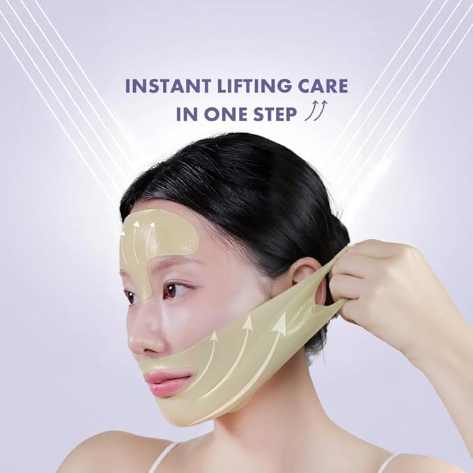 RETINO LIFT HYDROGEL MASK, V-Shape Contouring & Sculpting Face Mask with Collagen & 7 Peptides, Cooling Hydration for Jawline & Chin Support (4 Masks + Band)