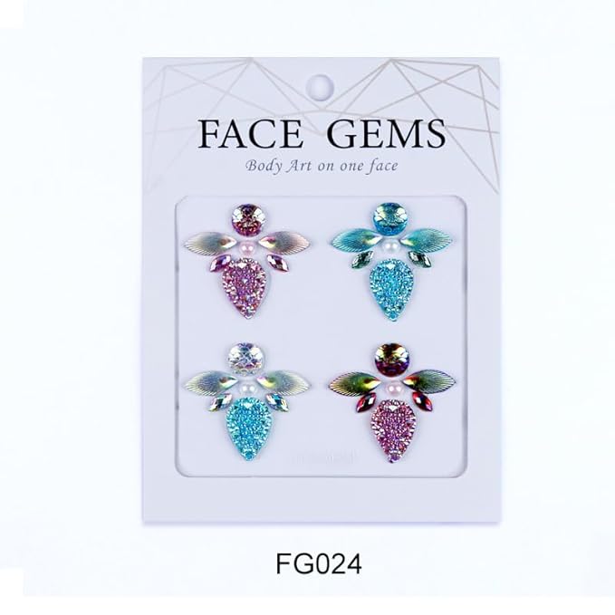 Facial Jewels Stickers, Makeup Accessories, Reusable Rhinestone Gems for Face Decoration, Stage Makeup, Party Glam (Face Gems(024))
