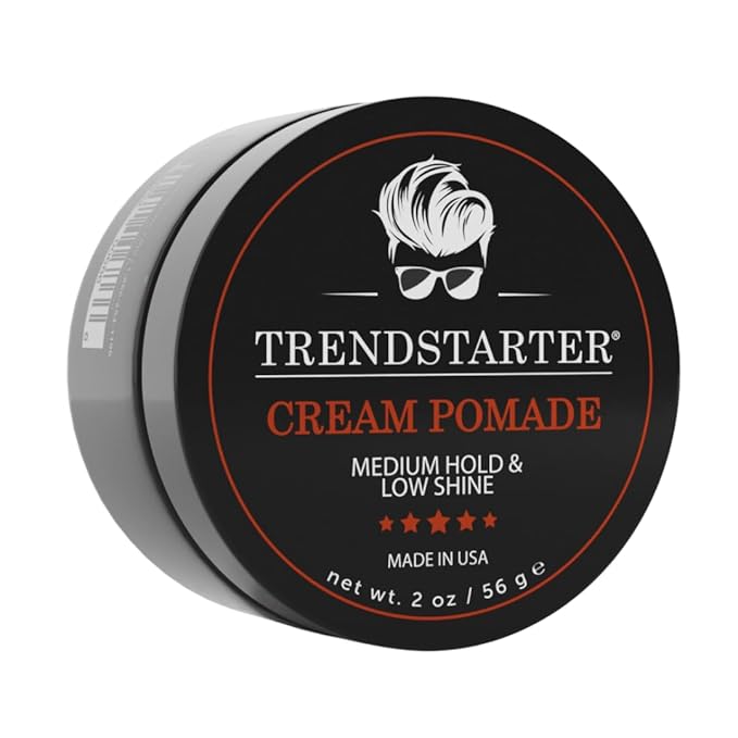 TRENDSTARTER - CREAM POMADE (2oz) - Travel Size - Medium Hold - Low Shine - Water-Based All-Day Hold Premium Hair Styling Pomade Putty Products