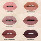 Aromi Matte Liquid Lipstick | Long Lasting, Waterproof, Sand Beige Lip Shade, Tan, Smudge + Transfer Proof, Gluten Free, Vegan Makeup (Caramel Nude)