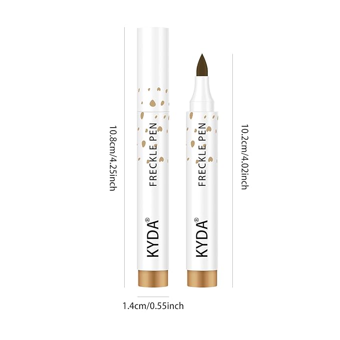 KYDA 2 Pcs Freckle Makeup Pen, Natural Lifelike Freckle Makeup Pen Magic Color, Waterproof Longlasting Soft Dot Sopt, for Natural Effortless Sunkissed Make up-Light Brown