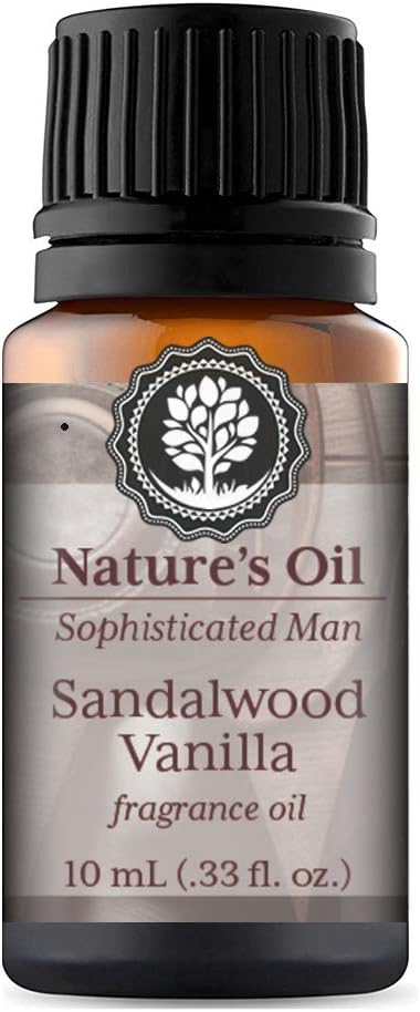 Sandalwood Vanilla Fragrance Oil Mens 10ml for Cologne, Diffuser Oils, Making Soap, Candles, Lotion, Home Scents, Linen Spray