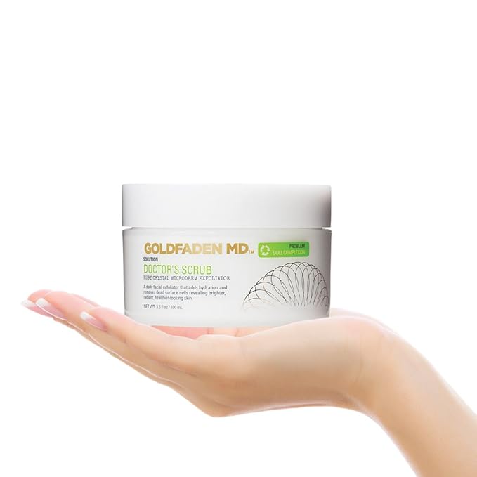 Goldfaden MD Doctors Scrub – Ruby Crystal Microderm Exfoliator – Daily Face Polish with Hyaluronic Acid & Seaweed Extract – Brightens, Smooths Texture & Reduces Appearance of Pores – 3.5 fl oz