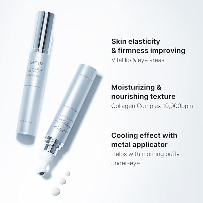 TIRTIR Collagen Lifting Eye Cream - Roller Applicator, Wrinkle Spot Treatment, Revitalizing Moisturizer,Tightening Under Eye For Wrinkles,Fine Lines, Under Eye Bags, Lift Treatment For Men & Women