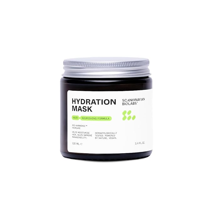 Scandinavian Biolabs Hydration Mask | Deep Moisture, Enhances Shine, Frizz & Damage Control, Immediate Hydration, Plant-Based Oils Blend, Suitable for All Hair Types, 100 mL/ 3.4 Oz
