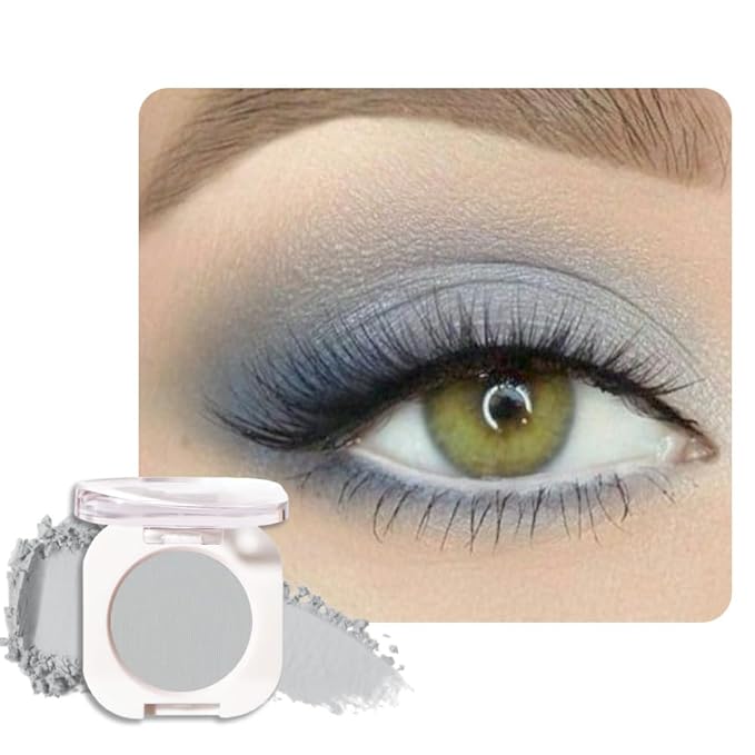 Smoky Gray Matte Single Eyeshadow, Lightweight Blendable Mini Eye Shadow for Older Women, Monochrome Eyeshadow Palette Makeup Pigmented Waterproof, Vegan & Cruelty-Free, 28