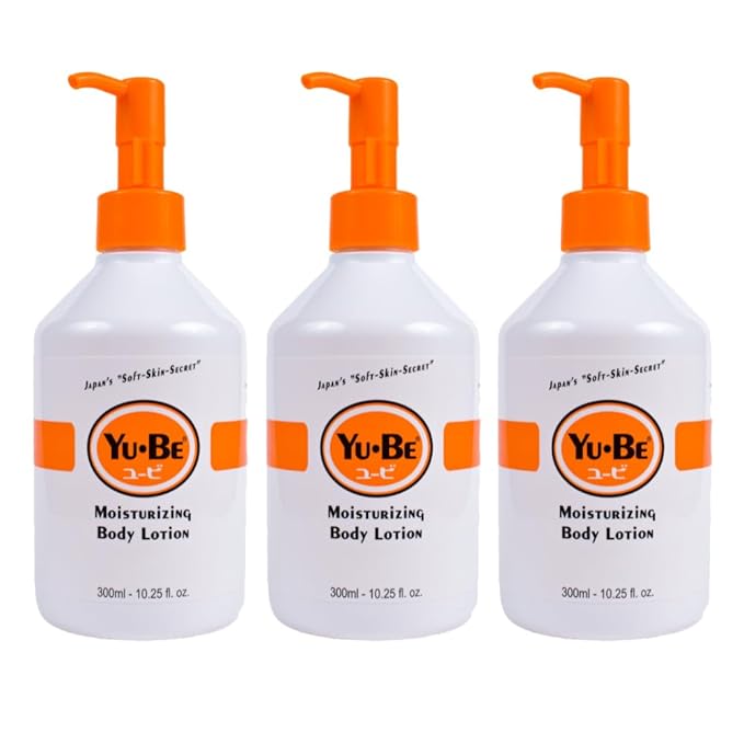 Yu-Be Hand & Body Lotion Deeply Hydrating Moisturizer Pump Bottle (Trio) for Extra-Dry Skin - Day & Night Daily Moisturizing Skin Cream | Good For Cracked Heels I Non-Greasy - 10.25 Fl. Oz. (3 pcs)