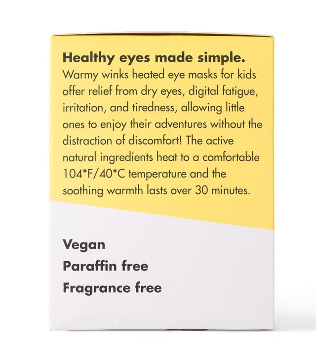 GlamBaby Warmy Winks Self-Heating Eye Mask for Kids – Heated Warm Compress for Dry Eyes, Irritation & Puffiness – Disposable Eye Mask for Children’s Eye Relief & Relaxation