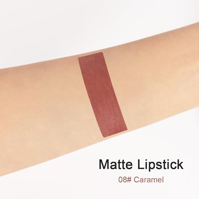 evpct 1Pcs Dark Brown Matte Lipstick and Lip Crayon Liner Pencil Pen Set for Women Roll up Lip Liner Dark brown Lip Stain Long Lasting Waterproof labiales mate magicos 24 horas originales 08