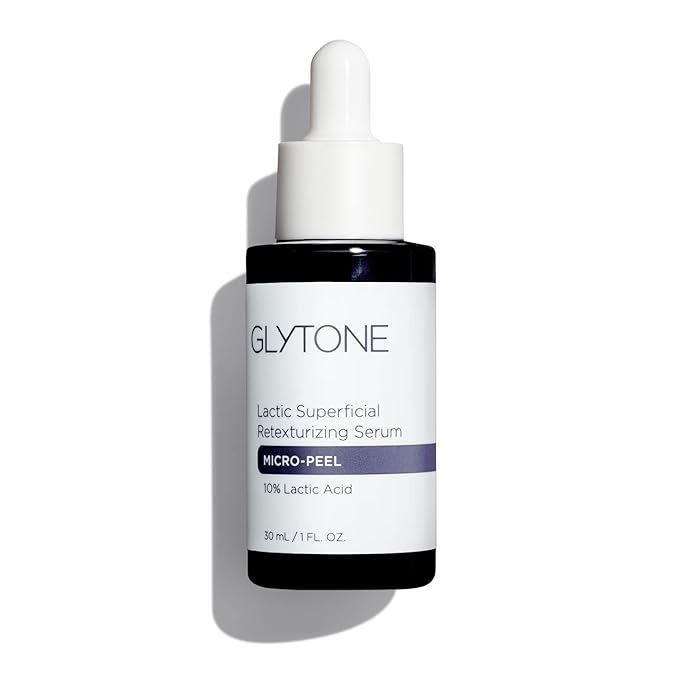 Glytone Micro-Peel Lactic Superficial Retexturizing Serum | Anti-Aging AHA Exfoliating Serum for Face with 10% Lactic Acid | Hydrates, Brightens & Reduces Wrinkles | Paraben-Free - 1 Fl oz