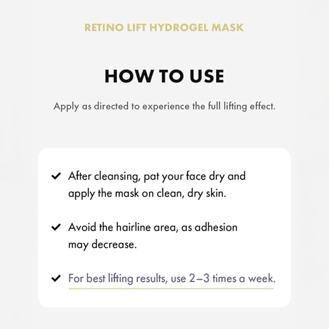 RETINO LIFT HYDROGEL MASK, V-Shape Contouring & Sculpting Face Mask with Collagen & 7 Peptides, Cooling Hydration for Jawline & Chin Support (4 Masks + Band)