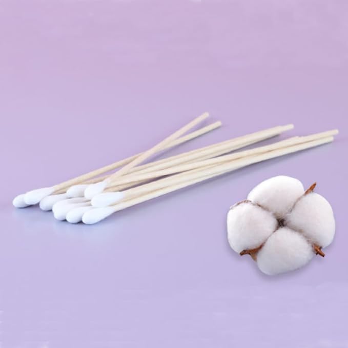 200 Pcs Cotton Swabs, 6 Inch Long Ear Buds with Extra Long Wooden Handle Ear Picks for Cleaning, Jewelry, Polishing, Makeup, Dogs