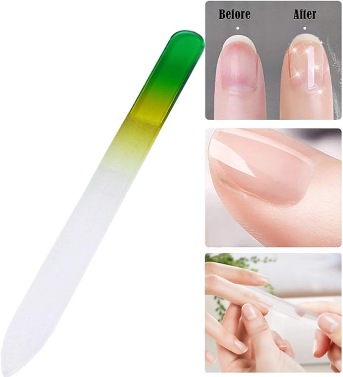 5 Pack Glass Nail File with Case, Crystal Fingernail Files, Double Sided Finger Nail Files, Professional Manicure Nail Care for Women Girls, Christmas Gifts Stocking Stuffers