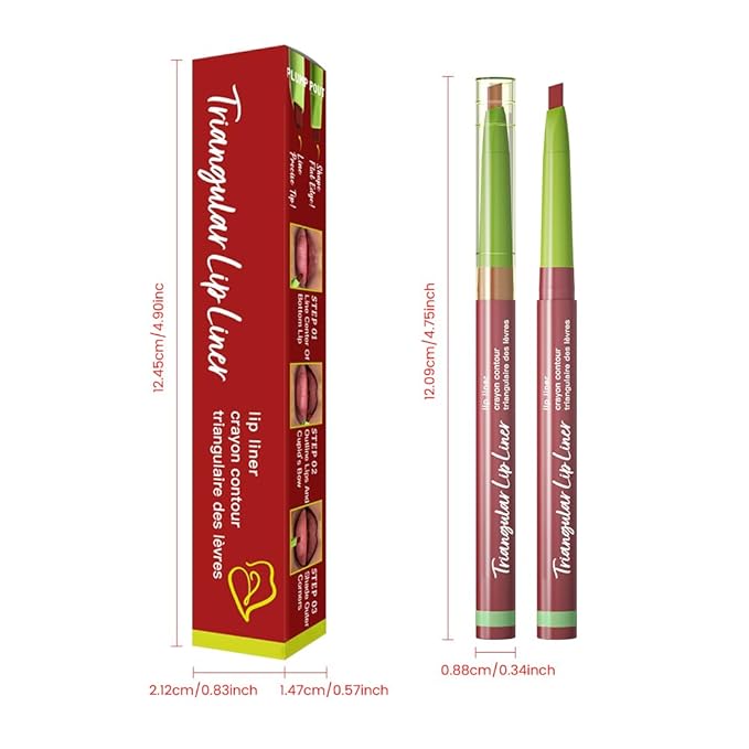 evpct Plum Red Triangle Lip Liner Pencil Stick for Women, Retractable Lips Liner Pen Triangle Tip for Sculpting & Filling & Plumping, Longwear Lipliners Pencil, Vegan Cruelty Free Lip Filler Plumper