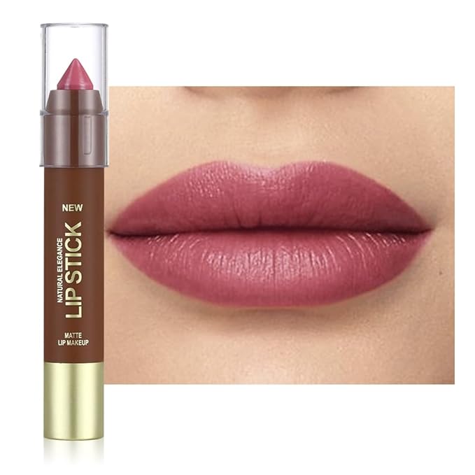 Matte Lipstick Crayon Set for Women, Mauve 24 Hour Lipstick Lip Liner Pencil, Neutral Lip Stick Lipliner Long Lasting Waterproof Smudge Proof, Vegan & Cruelty-Free, 05