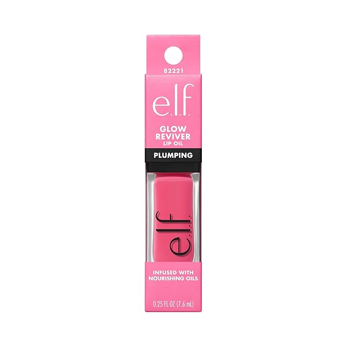 e.l.f. Glow Reviver Plumping Lip Oil, Tinted Lip Plumper For A High-Shine, Plump Finish, Infused With Jojoba Oil, Vegan & Cruelty-Free, Burst Bubble