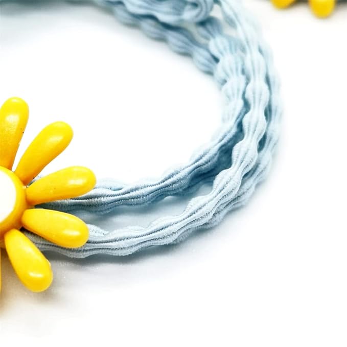 5pairs/Lot Sweet Hair Band Girl Hair Ties Hair Accessoires Small Sun Flower Design Rubber Band Perfect for Hair Style (Blue Tie)