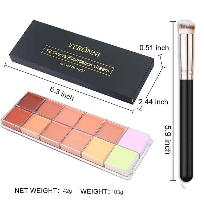 12 Color Correcting Concealer Palette With Concealer Brush, Correcting