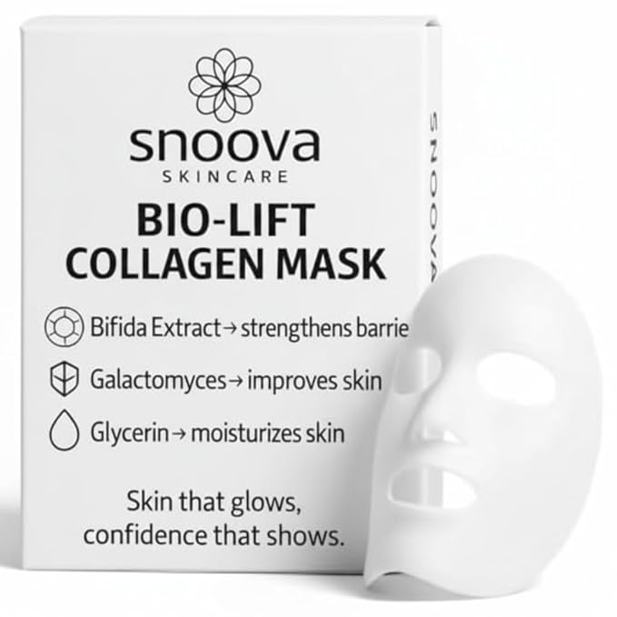 Snoova Bio-Lift Collagen Jelly Mask – White 2-Piece Hydrogel Sheet Mask for Hydrating, Firming & Barrier Support (4 Pack) (White Collagen)