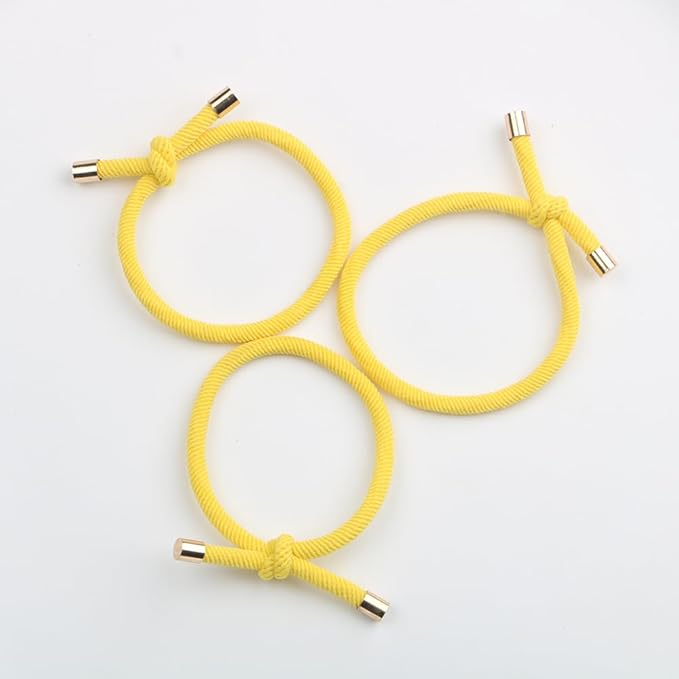 14PCS Hair Tie Elastics Knotted Hair Ties Ponytail Holders for Women Girls Elastic Hair Rubber Bands for Thin Thick Wavy Curly Straight Long Hair (Yellow)