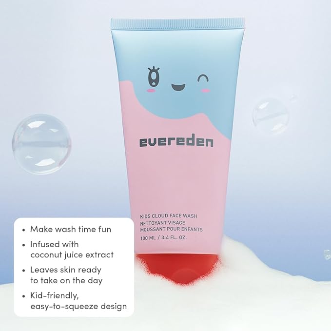 Evereden Kids Cloud Face Wash: Tropical Sorbet, 3.4 fl oz | Creamy & Fun Skin Care for Kids | Easy-to-Use Face Wash | Non-toxic Skin Care for Sensitive Skin
