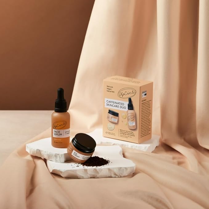 UpCircle Caffeinated Duo – Our Face Oil and Eye Cream Duo – Vitamin C, Hyaluronic Acid + Coffee Oil – Evens Skin Tone, Reduces Puffiness + Dark Circles – Vegan