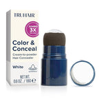 TRUHAIR Jumbo Color & Conceal Waterproof Root Touch Up Hair Color for Gray Hair Coverage - Instant Root Cover Up Hair Powder for Women & Men - Bald Spot Concealing, Hairline Filling (White)
