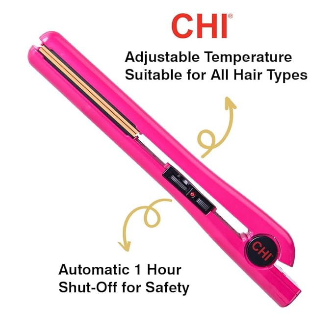 CHI Tourmaline Ceramic Series Flat Iron, Hair Straightener For Silky Smooth Hair, Ideal For Straightening Or Curling Hair, 1" Iron, Pure Pink