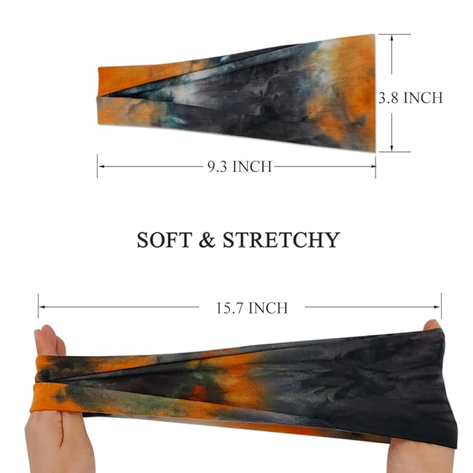 Headbands For Women Workout Wide Headband Yoga Head Bands For Women's Hair Accessories Fashion Band Tie Dye 6 Pack