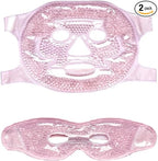 2 PCS Gel Mask,Reusable,Face & Eye Mask with Hole,Dark Circles,Dry Eyes,DeepSleep,Headaches,Puffiness,Stress,migraines,Eye Bags.Allergies,Sinus discomfort,migraines (03-Pink)