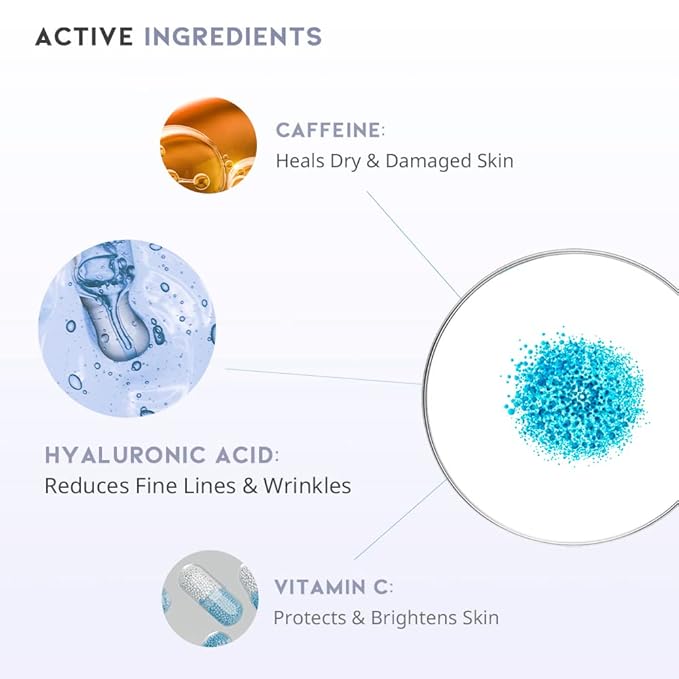 Korean Under Eye Serum for Dark Circles, Wrinkles and Puffy Eye Bags, Hydrating Firming Anti-Aging Treatment with Hyaluronic Acid Vitamin C Caffeine, Vegan Serum 30g