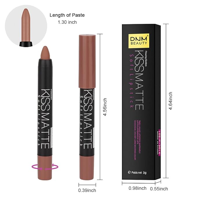evpct 1Pcs Light Nude Brown Matte Lipstick and Lip Crayon Liner Pencil Set for Women Lip Stain Long Lasting Waterproof labiales mate magicos 24 horas originales pintalabios permanente 24 horas 17