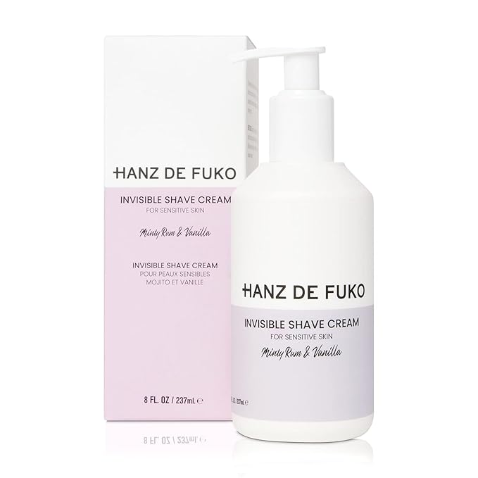 Hanz de Fuko Invisible Shave Cream for Men & Women – Premium Shaving Cream, Great for Sensitive Skin – Hypoallergenic Formula with Aloe Vera, Shea Butter, Acai – Sulfate and Paraben Free – 8 oz.