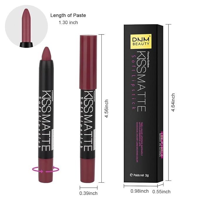 evpct 1Pcs Wine Red Matte Lipstick and Lip Crayon Liner Pencil Pen Set for Women Lip Stain Long Lasting Waterproof labiales mate magicos 24 horas originales pintalabios permanente 24 horas 12