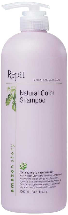 Repit Natural Ion Therapy Color Shampoo 33.81 fl oz Contains Sacha Inchi, Omega 3.6.9 for Color Processed Hair, Frizz Control, Smooth and Sleek - Sulfate, Paraben, Cruelty Free | RepitUSA