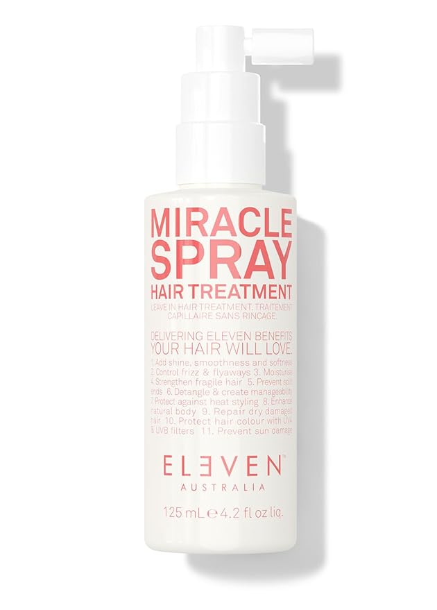 ELEVEN AUSTRALIA Miracle Leave In Hair Treatment Spray - Curly & Straight Hair Care Products for Women & Men, Heat Protection & Detangler, Frizz Control, Repairs Dryness - 4.2 fl oz