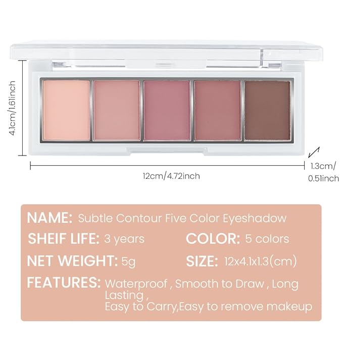 Mini 5-Color Matte Rose Nude Eyeshadow Palette – Dusty Rose, Mauve Pink & Cocoa Brown Neutral Matte Eye Shadow, High Pigment Blendable Long-Lasting Soft Glam Pink Brown Makeup for Daily Natural Looks