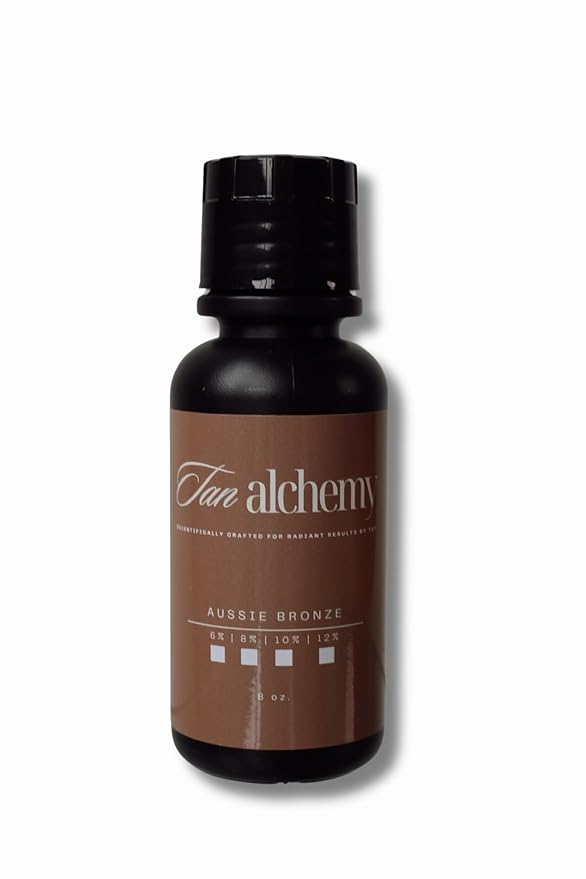Tan Alchemy, Aussie Bronze 8 oz of 10%, Med/Med Dark DHA Sunless Airbrush Spray Tanning Solution (8oz)