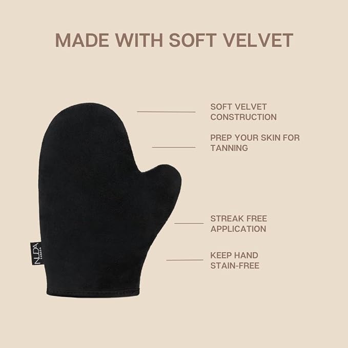 Nuda Ultra Dark Self-Tanning Mousse, Dark Face Tan Water, and Tanning Mitt Bundle