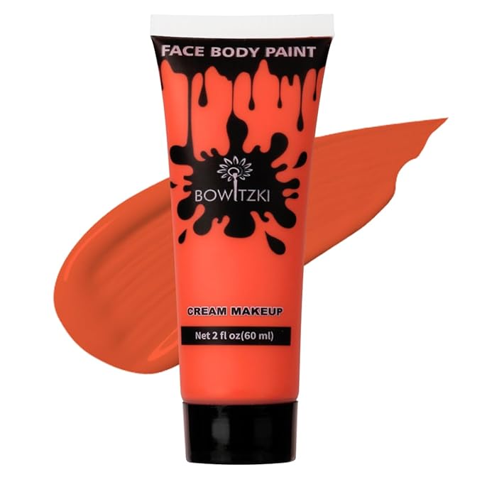 Bowitzki Face and Body Paint 2oz Cream Makeup 60ml Water Based Face Painting Special Effects For Adults Children Kids Halloween Christmas Party Stage Cosplay (Orange)