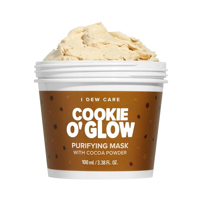 I DEW CARE Wash Off Face Mask - Cookie O' Glow | Hydrating and Purifying for Dry Skin with Cocoa Seed Butter, Korean Facial Mask Skin Care, Stocking Stuffers, Cute Stuff, 3.38 Oz