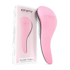 Crave Naturals Glide Thru Detangling Brush For Natural, Curly, Straight, Wet or Dry Hair - Gentle Detangler Brush Styling Tool for Adults, Kids, Toddlers and Little Girls - 7.5 x 3 in, Pink