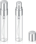 20Pcs 5ml Empty Clear Glass Mist Spray Bottle Refillable Mini Perfume Atomizer Travel Sample Bottle with Silver Aluminized Nozzle Makeup Container for Perfume (5ml Silver Caps)